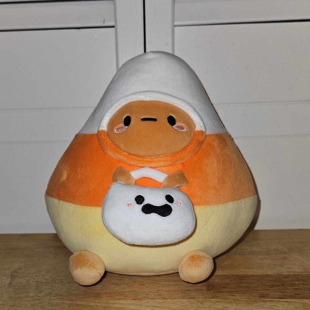 Smoko Halloween Candy Corn Potato Plush Stuffed Toy Holding Ghost Bag Kawaii